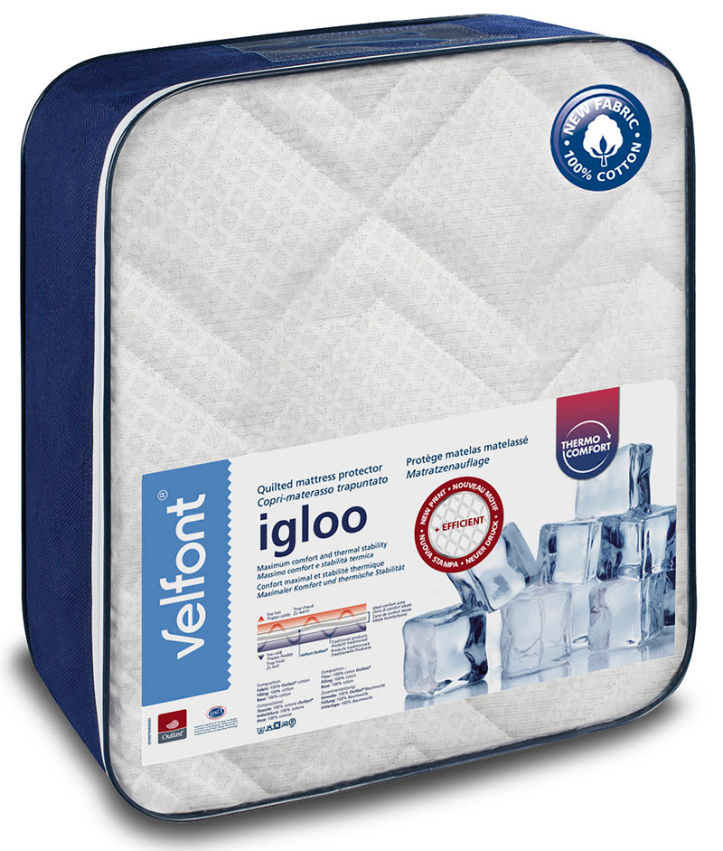 Velfont White Igloo 100% Cotton Temperature control Quilted Mattress Protector