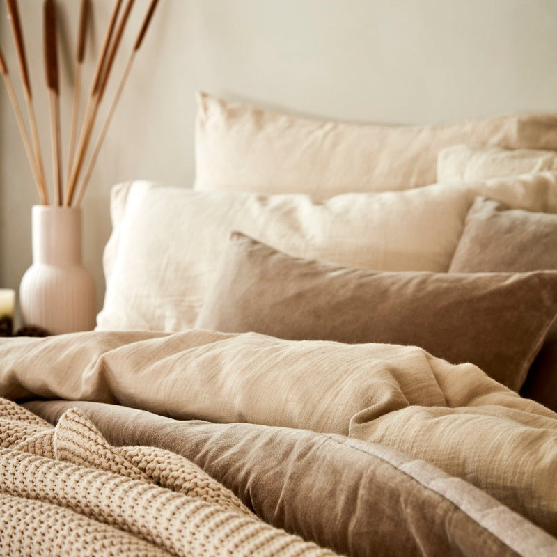 Christy Organic Cotton Retreat Plain Dyed Sheets and Duvet Covers in Oat Beige
