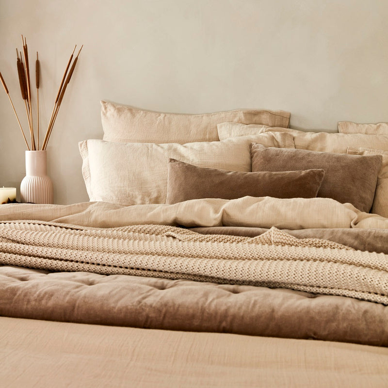 Christy Organic Cotton Retreat Plain Dyed Sheets and Duvet Covers in Oat Beige