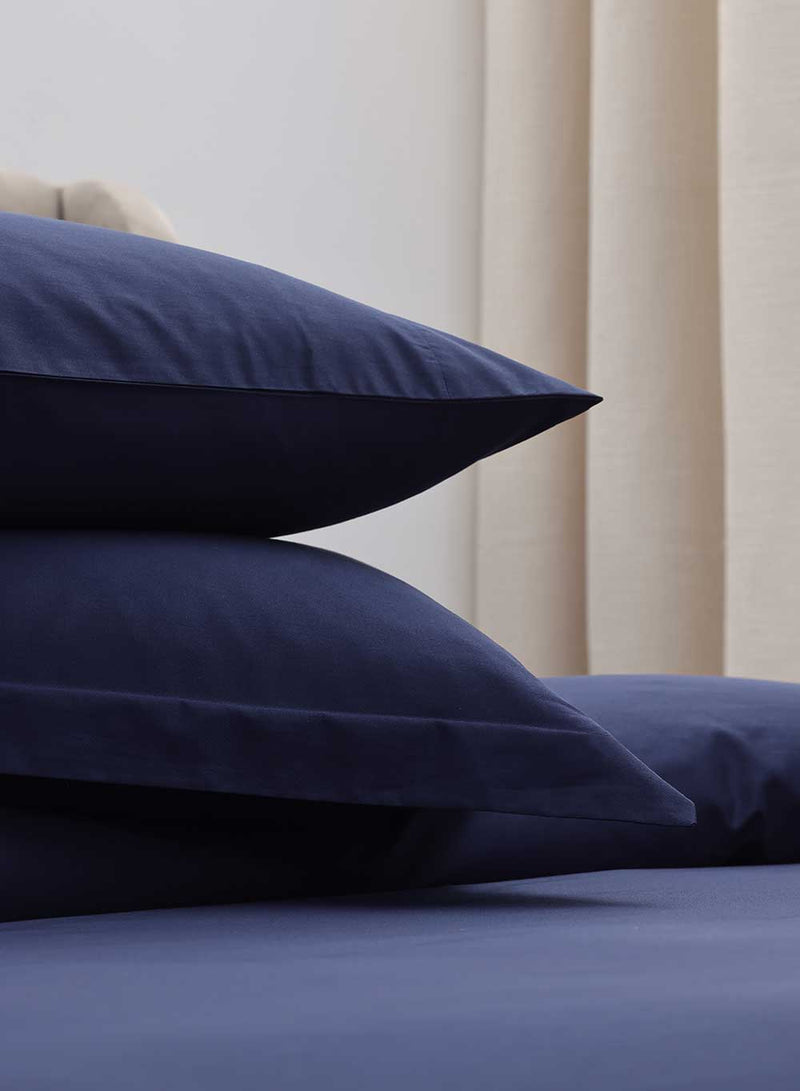 MUIR 300TC Cotton Pillowcase PC Pair - Navy